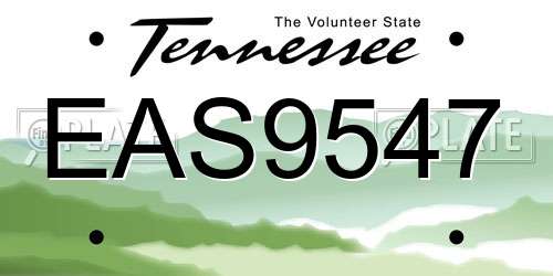 EAS9547 Tennessee License Plate