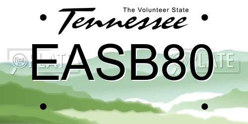 EASB80 Tennessee License Plate