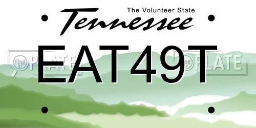 EAT49T Tennessee License Plate
