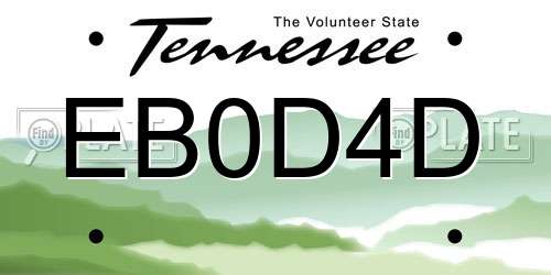 EB0D4D Tennessee License Plate