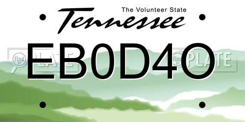 EB0D4O Tennessee License Plate