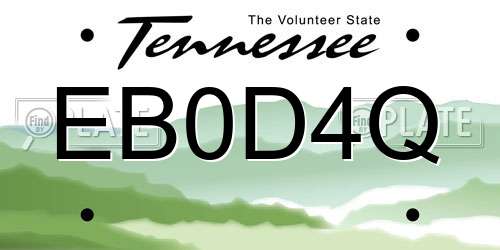 EB0D4Q Tennessee License Plate