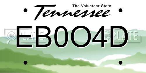 EB0O4D Tennessee License Plate