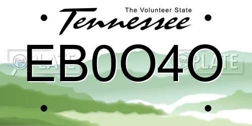 EB0O4O Tennessee License Plate