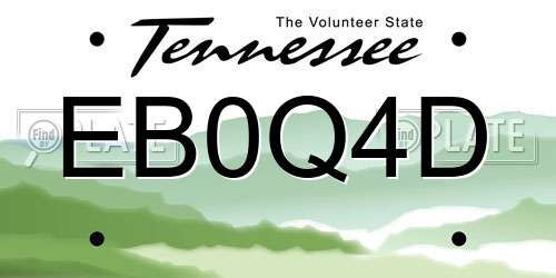 EB0Q4D Tennessee License Plate