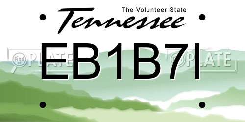 EB1B7I Tennessee License Plate