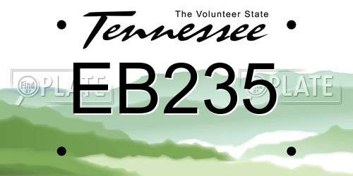 EB235 Tennessee License Plate