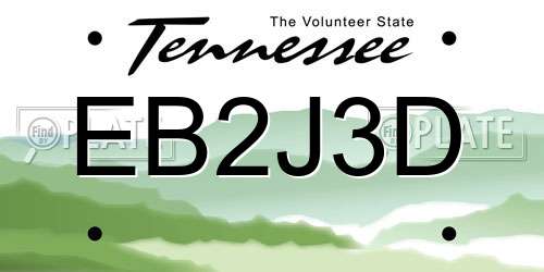 EB2J3D Tennessee License Plate