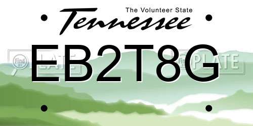 EB2T8G Tennessee License Plate