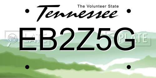 EB2Z5G Tennessee License Plate
