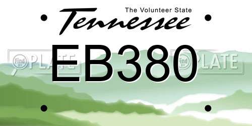 EB380 Tennessee License Plate