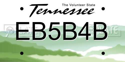 EB5B4B Tennessee License Plate