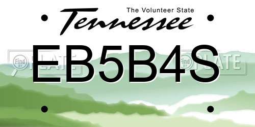 EB5B4S Tennessee License Plate