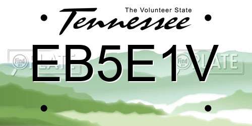 EB5E1V Tennessee License Plate