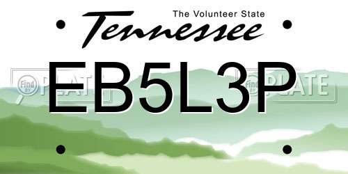 EB5L3P Tennessee License Plate