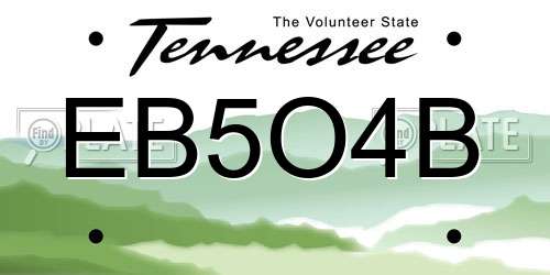EB5O4B Tennessee License Plate