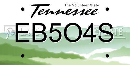 EB5O4S Tennessee License Plate