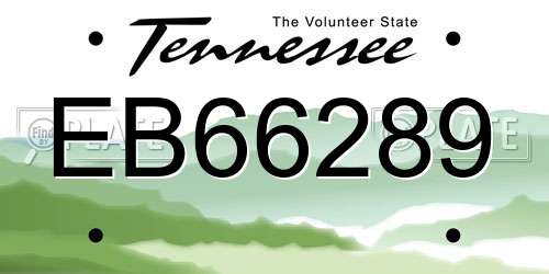 EB66289 Tennessee License Plate