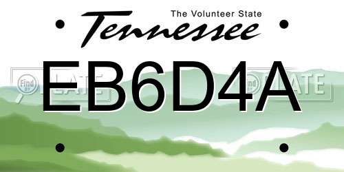 EB6D4A Tennessee License Plate