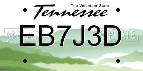EB7J3D Tennessee License Plate