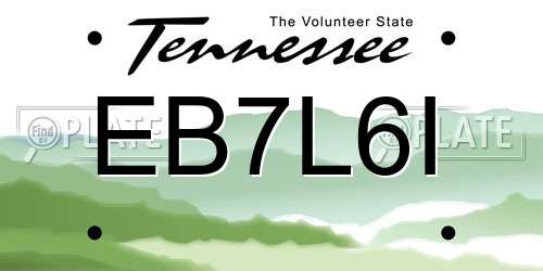 EB7L6I Tennessee License Plate