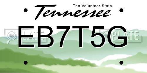 EB7T5G Tennessee License Plate