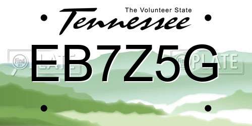 EB7Z5G Tennessee License Plate
