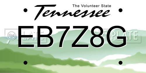 EB7Z8G Tennessee License Plate