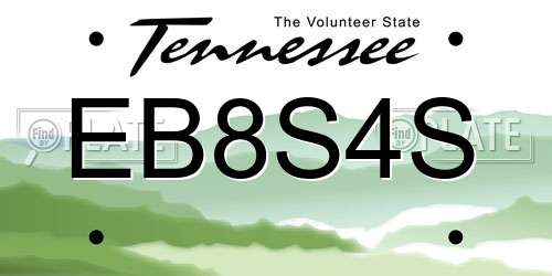 EB8S4S Tennessee License Plate