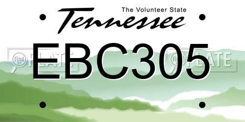 EBC305 Tennessee License Plate