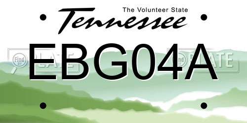 EBG04A Tennessee License Plate