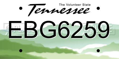 EBG6259 Tennessee License Plate