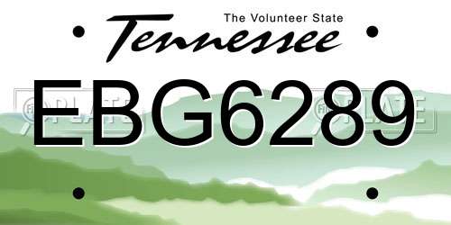 EBG6289 Tennessee License Plate