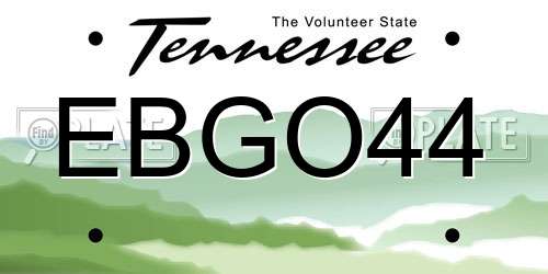 EBGO44 Tennessee License Plate