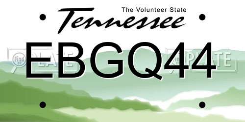 EBGQ44 Tennessee License Plate