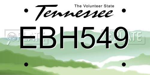 EBH549 Tennessee License Plate