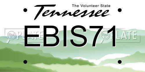 EBIS71 Tennessee License Plate