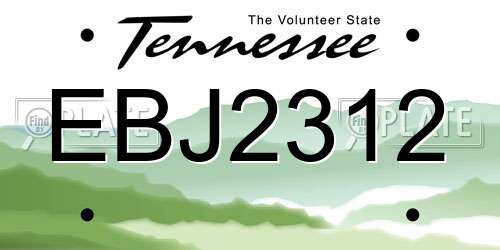 EBJ2312 Tennessee License Plate