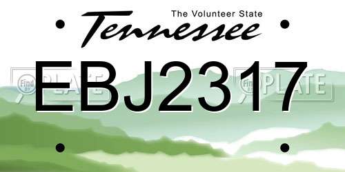 EBJ2317 Tennessee License Plate