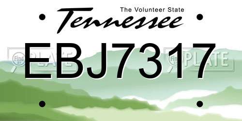 EBJ7317 Tennessee License Plate