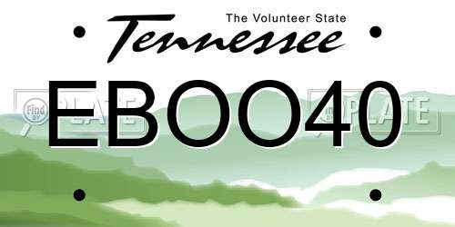 EBOO40 Tennessee License Plate