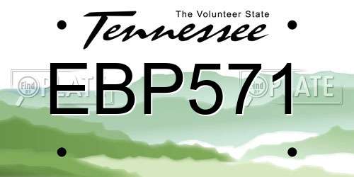 EBP571 Tennessee License Plate