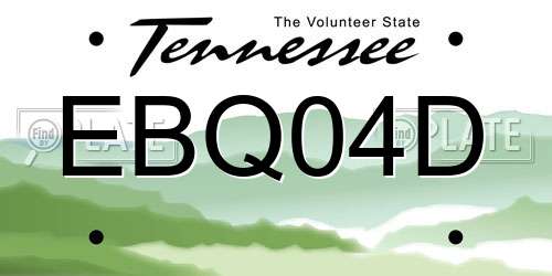 EBQ04D Tennessee License Plate