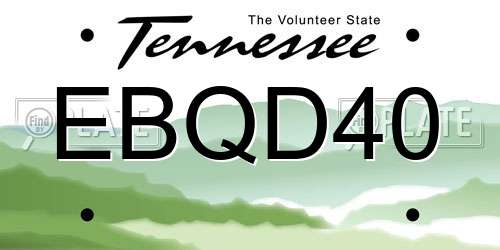 EBQD40 Tennessee License Plate