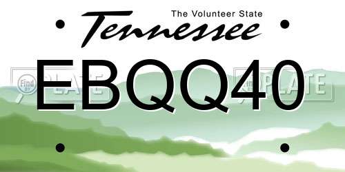 EBQQ40 Tennessee License Plate