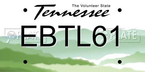 EBTL61 Tennessee License Plate