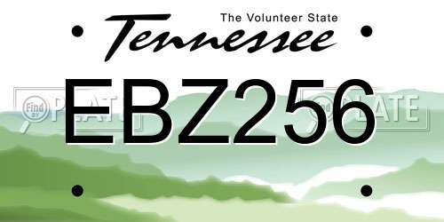 EBZ256 Tennessee License Plate