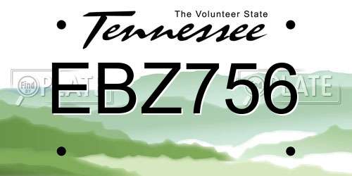 EBZ756 Tennessee License Plate