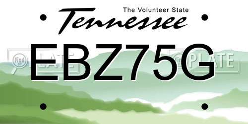 EBZ75G Tennessee License Plate