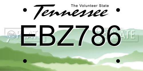 EBZ786 Tennessee License Plate